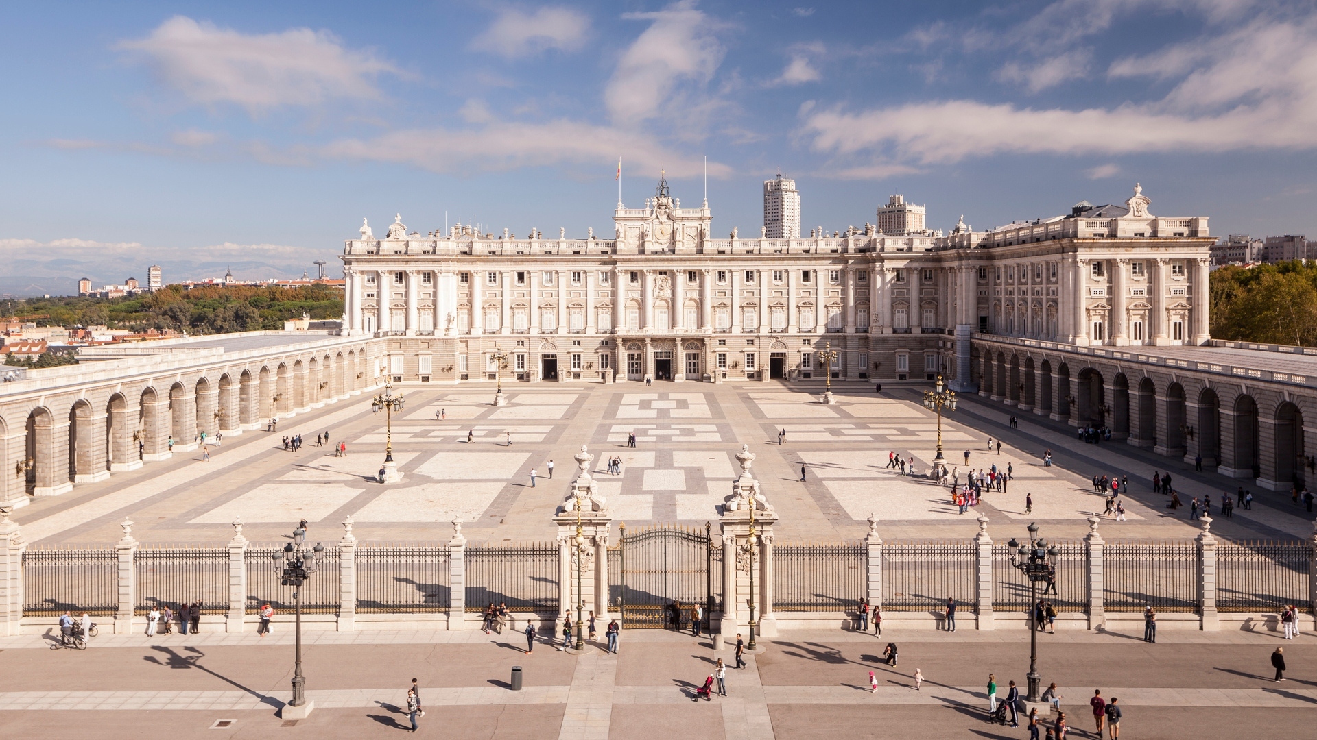 Aerial view of the Royal Palace of Madrid